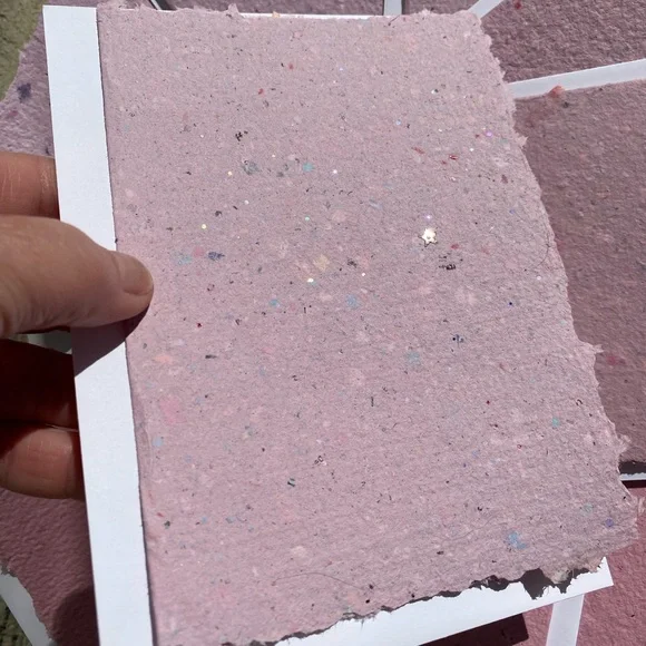 Recycled Paper Notecards Artisanal pink purple 10 + 11 envelopes - Picture 2 of 15